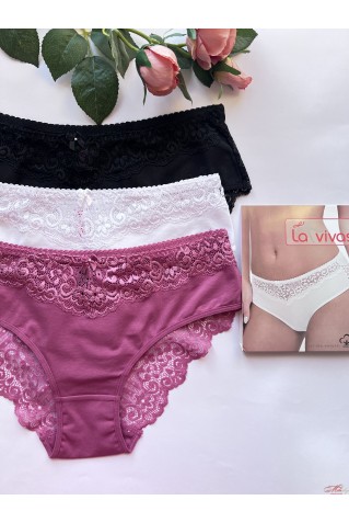 Трусики сліпи з бавовни та мережива Lavivas 20259